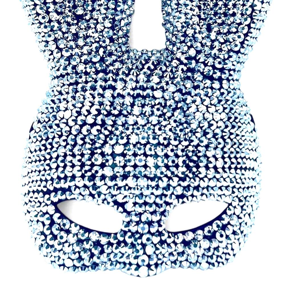 Metallic Silver Stud Studded Bunny Rabbit Plastic Black Mask Party Rave Festival